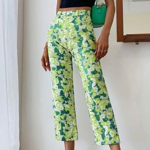 Shein | Green Allover Boho Floral Print Pants